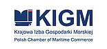 Logo of the Polish Chamber of Maritime Commerce (KIGM) featuring a stylized blue ship‑book symbol and the abbreviation KIGM.