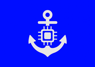 Icon showing an anchor combined with a stylized microchip, representing digitalization in the port sector
